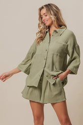Crinkle Gauze Shirt and Short Set BiBi